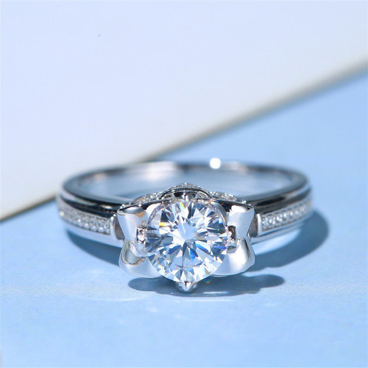 MOISSANITE ENGAGEMENT RING, Round Cut 0.50CT-1CT, Diamond Wedding Ring