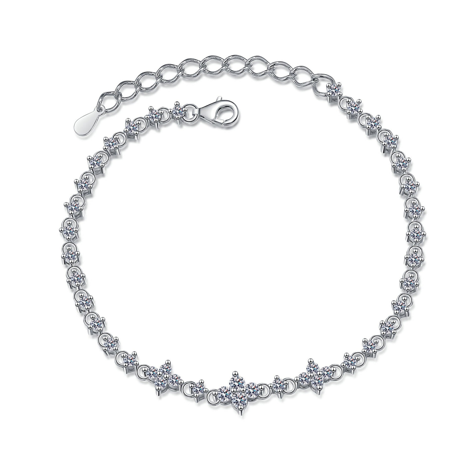 MOISSANITE Bracelet- Platinum Plated - Round Cut