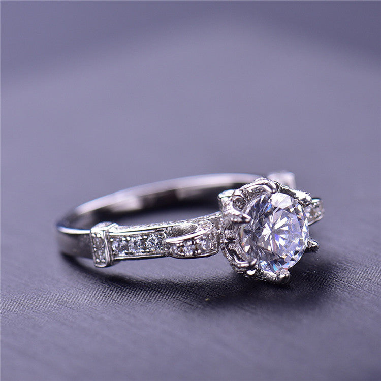 MOISSANITE ENGAGEMENT RING, ROUND CUT 1.00CT, CLASSIC FOUR CLAW SETTING,Synthetic diamonds