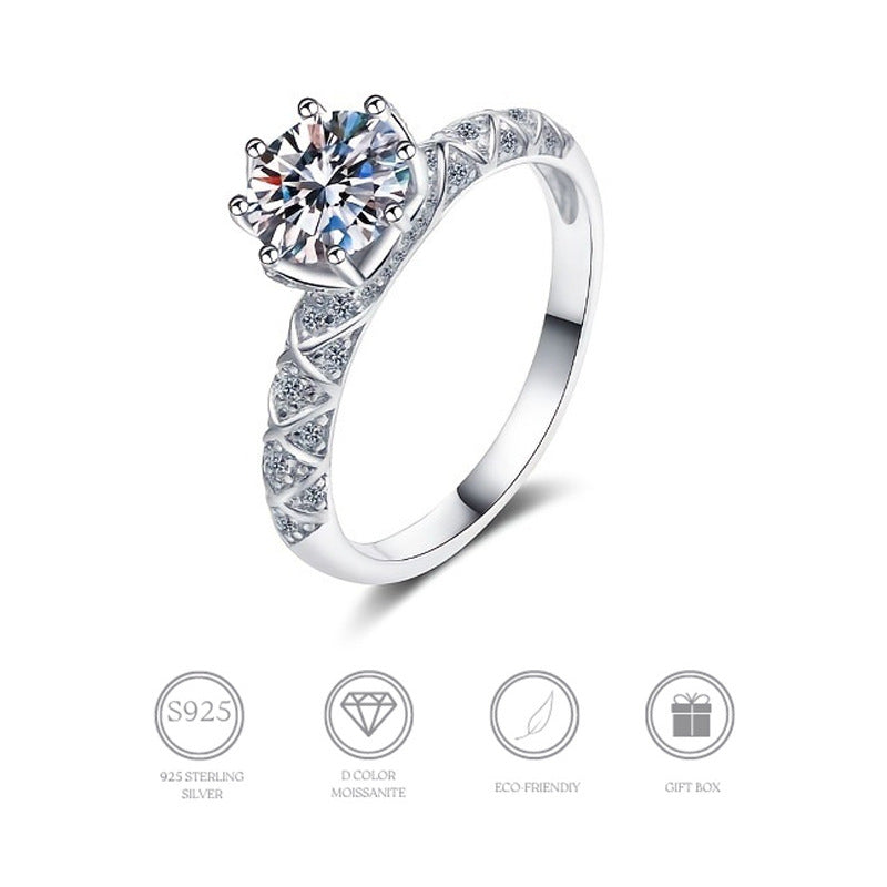 MOISSANITE ENGAGEMENT RING,ROUND Cut 1CT-3.00CT, TWISTED STONE SET SHOULDERS,Synthetic diamonds