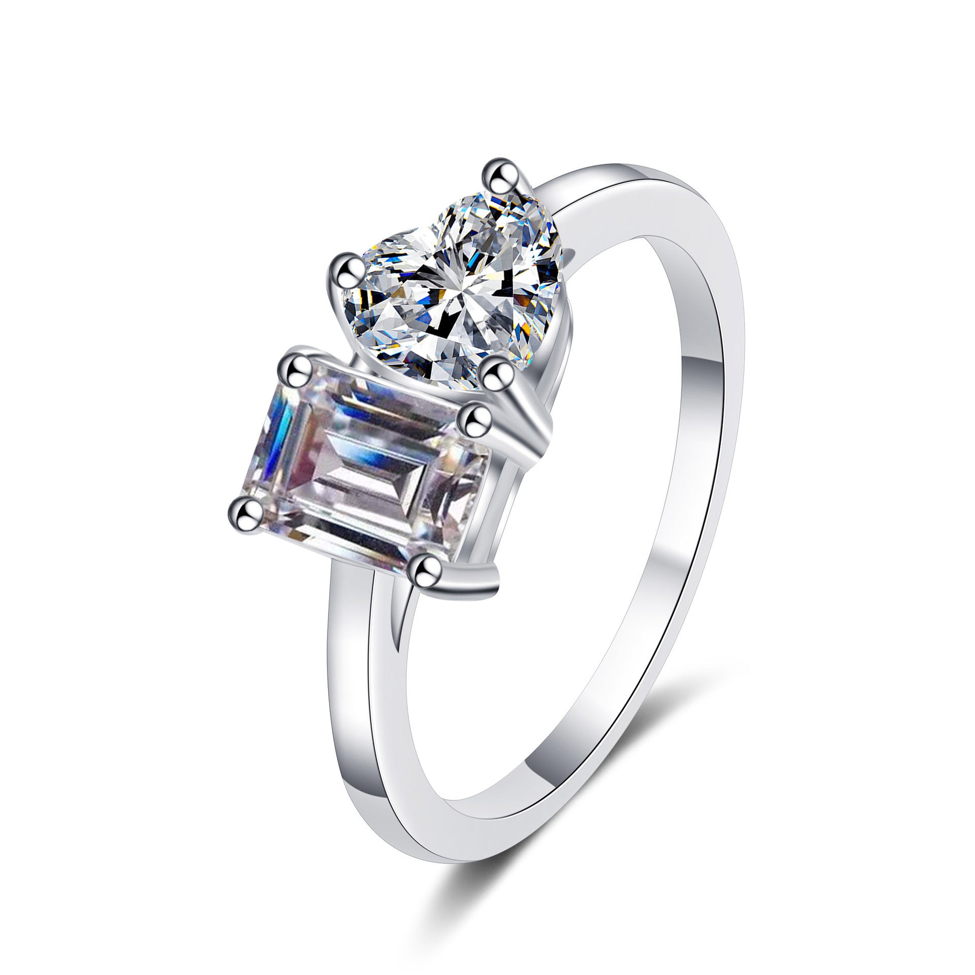 MOISSANITE ENGAGEMENT RING, Emerald Cut 2.00CT, CLASSIC FOUR CLAW SETTING,Synthetic diamonds