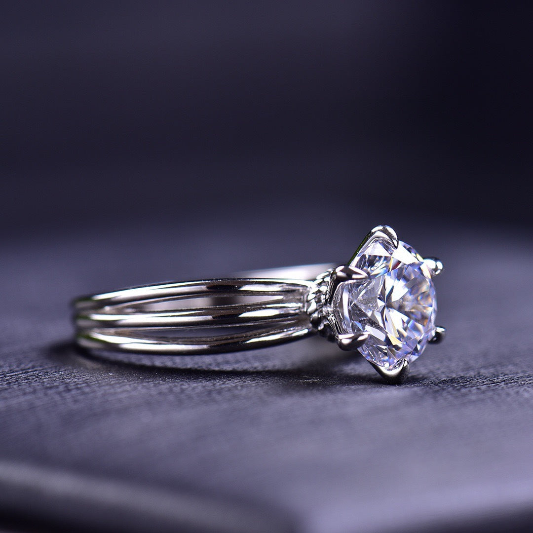 MOISSANITE ENGAGEMENT RING, ROUND CUT 2.00CT, CLASSIC FOUR CLAW SETTING,Synthetic diamonds