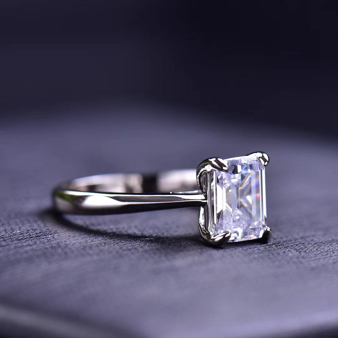 MOISSANITE ENGAGEMENT RING, Assher Cut 1.00-2.00CT,  VINTAGE STYLE BRIDAL RING SET