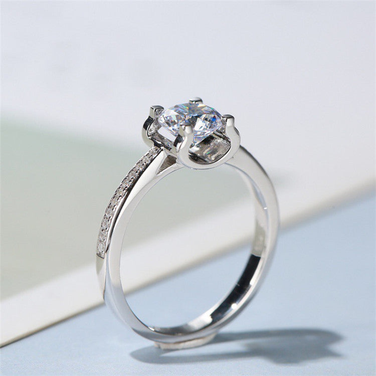 MOISSANITE ENGAGEMENT RING, ROUND CUT 1.00CT, Vintage FOUR CLAW SETTING,Synthetic diamonds