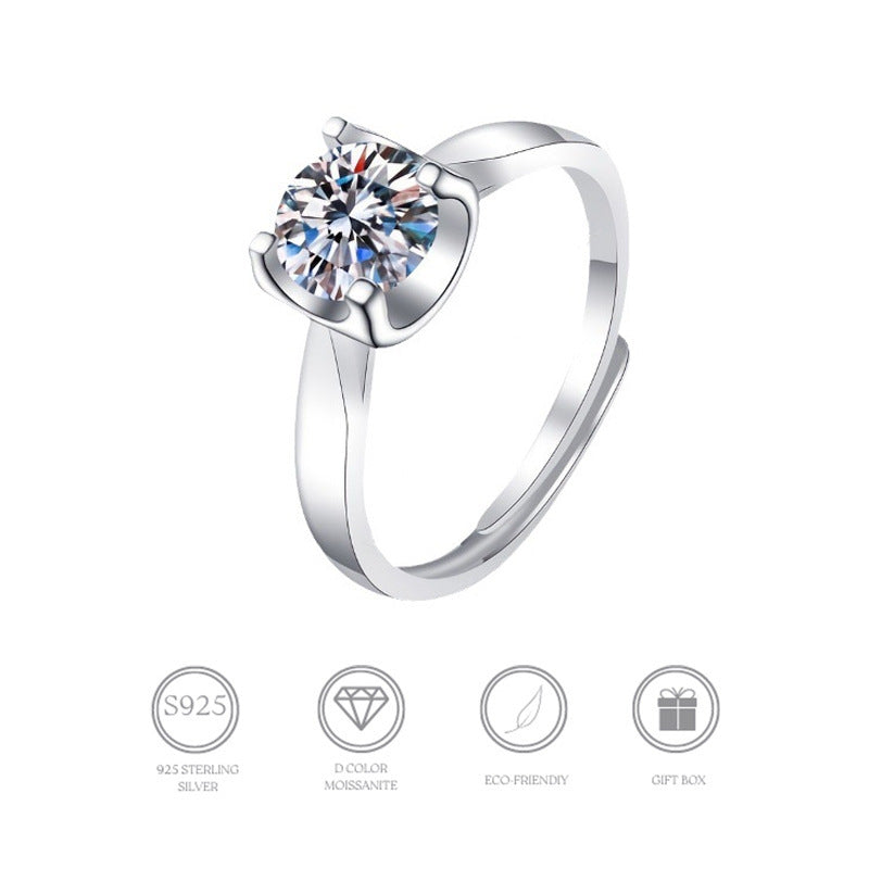 MOISSANITE ENGAGEMENT RING,ROUND CUT 0.50CT-1.00CT, HIDDEN HALO,Synthetic diamonds