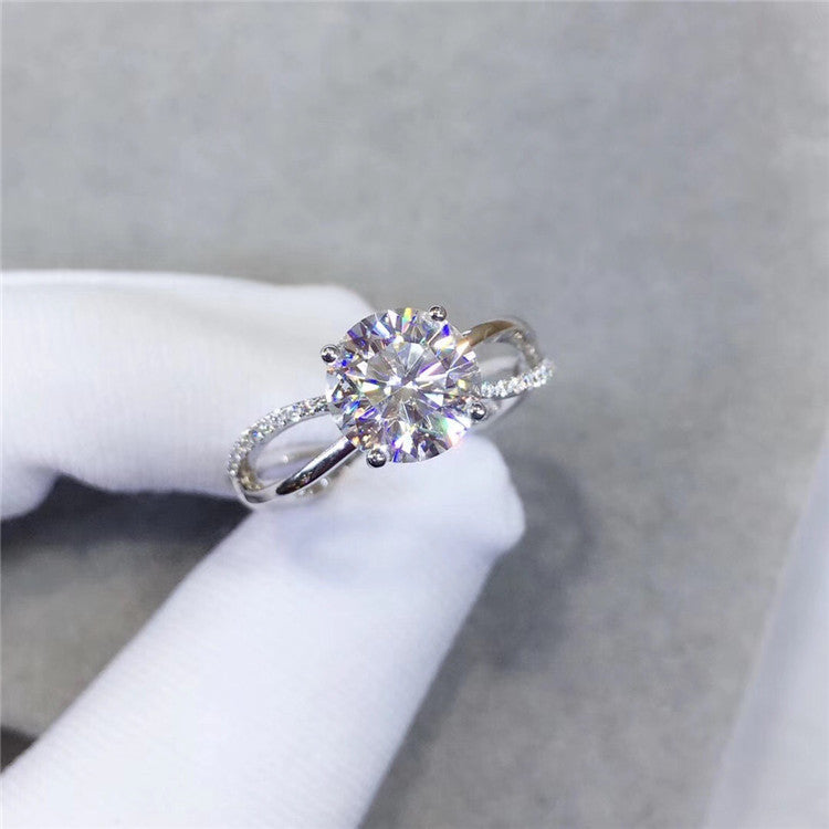 MOISSANITE ENGAGEMENT RING, Round Cut 0.50CT-1CT, Diamond Wedding Ring