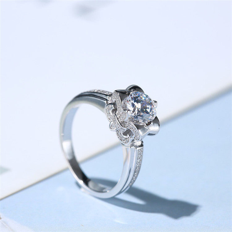 MOISSANITE ENGAGEMENT RING, Round Cut 0.50CT-1CT, Diamond Wedding Ring