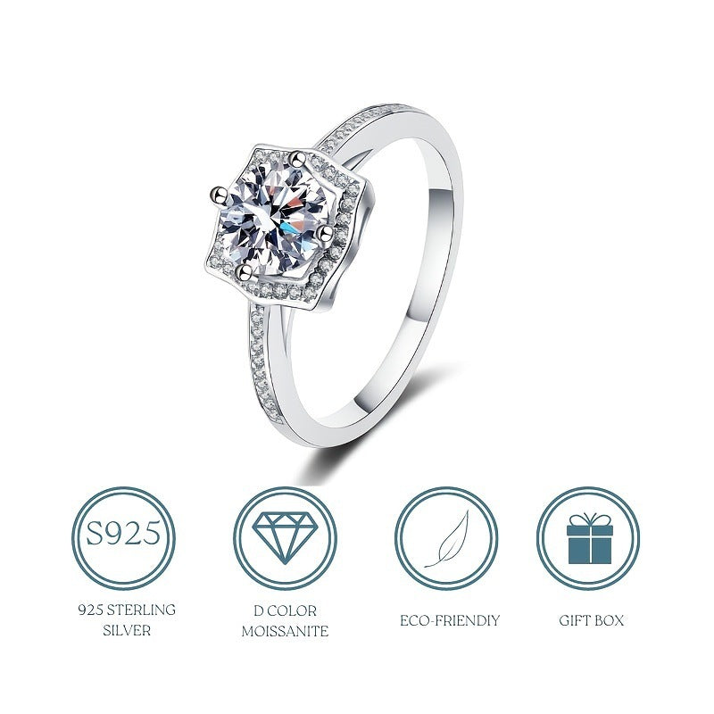 MOISSANITE ENGAGEMENT RING, ROUND CUT 1.00CT, CLASSIC FOUR CLAW SETTING,Synthetic diamonds