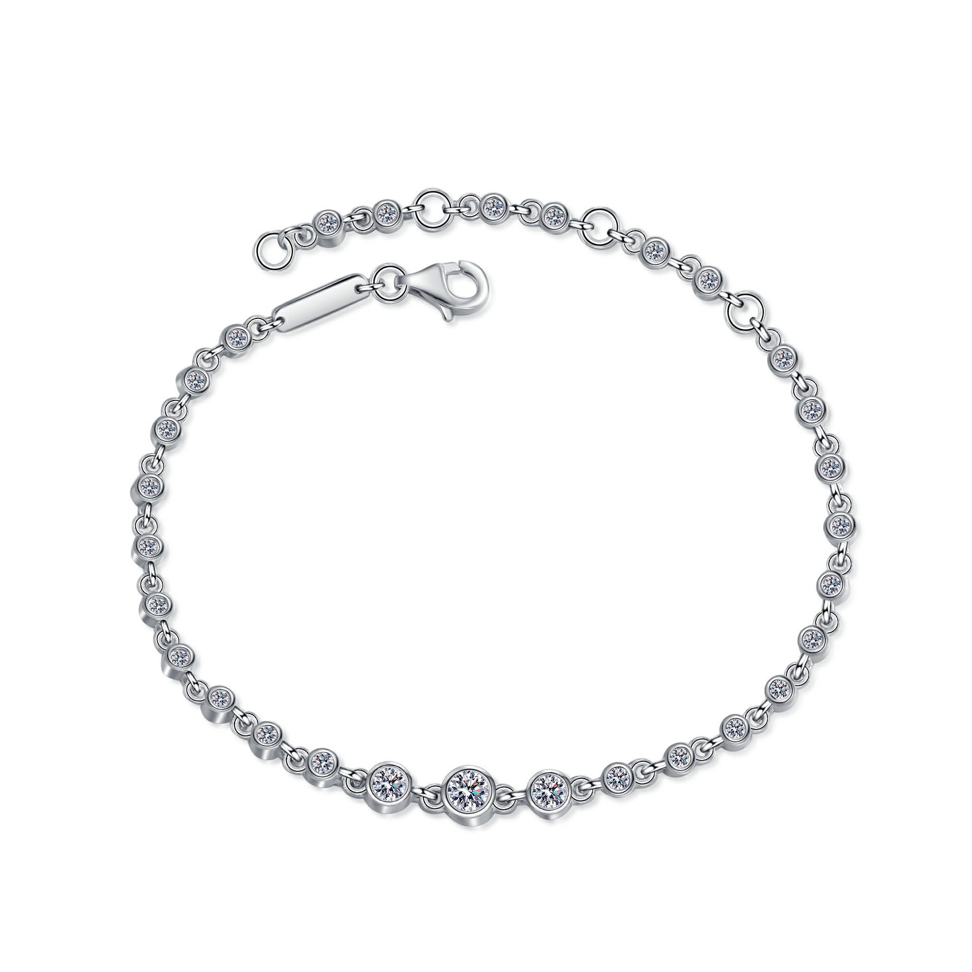 MOISSANITE Bracelet- Platinum Plated - Round Cut