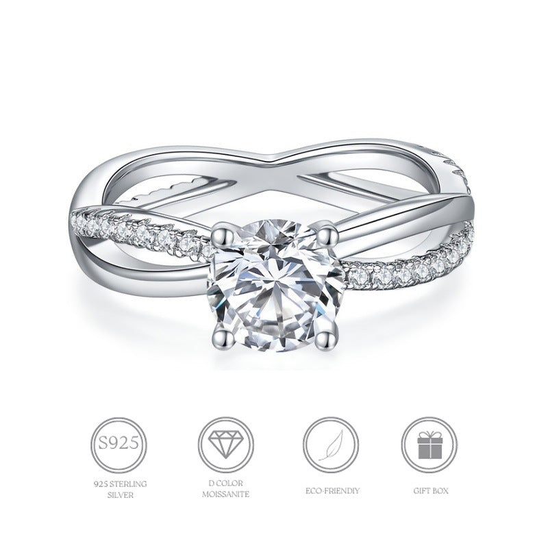 MOISSANITE ENGAGEMENT RING, ROUND CUT 1.00CT, CLASSIC FOUR CLAW SETTING,Synthetic diamonds