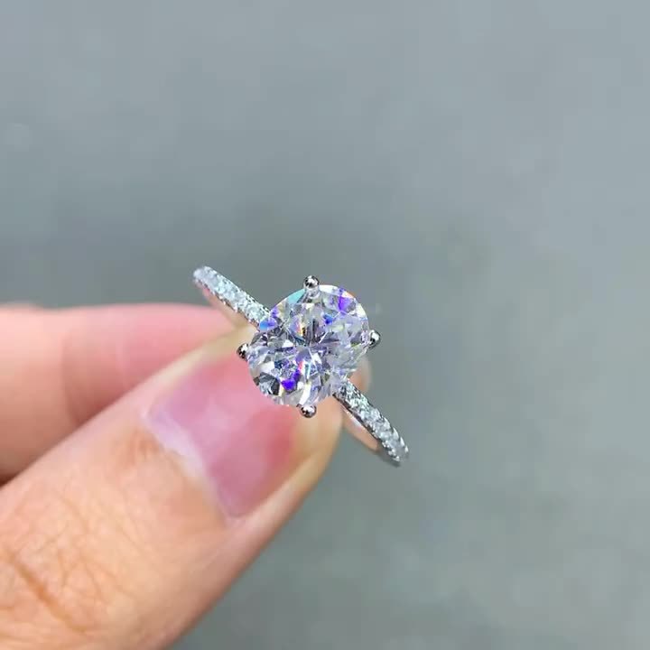 MOISSANITE ENGAGEMENT RING, OVAL CUT 1.00CT-3.00CT, HIDDEN HALO,Synthetic diamonds,Vintage Classic