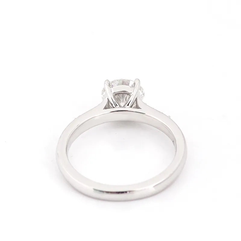 10K-18K , Side-Stone Round Moissanite Ring