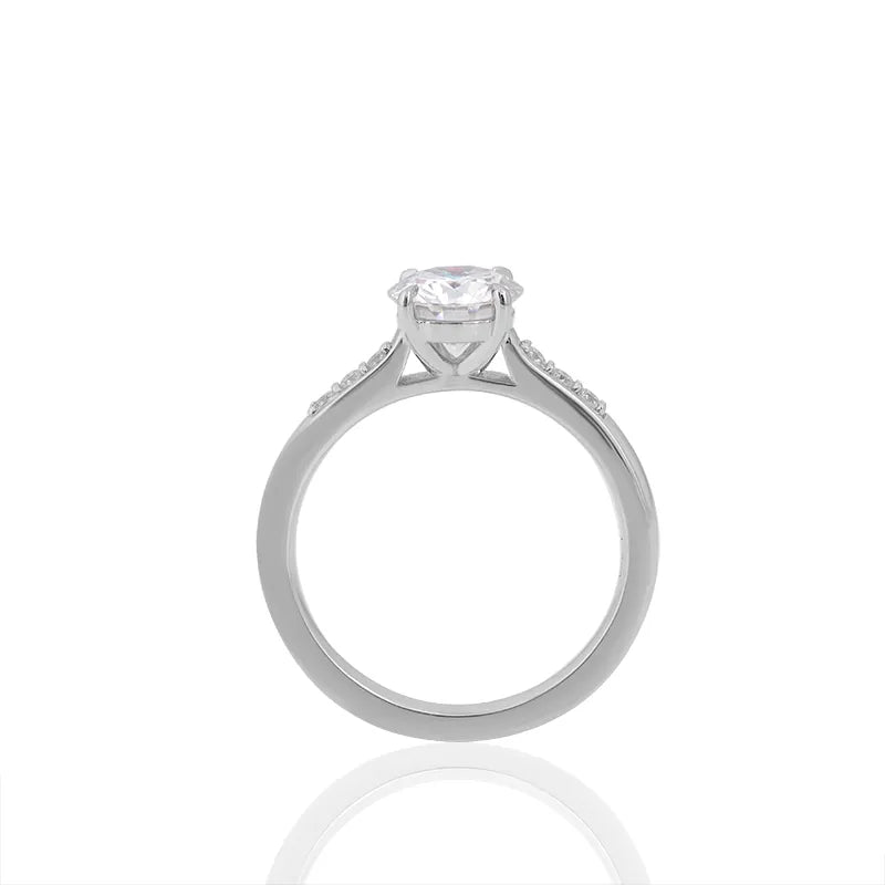 10K-18K , Side-Stone Round Moissanite Ring