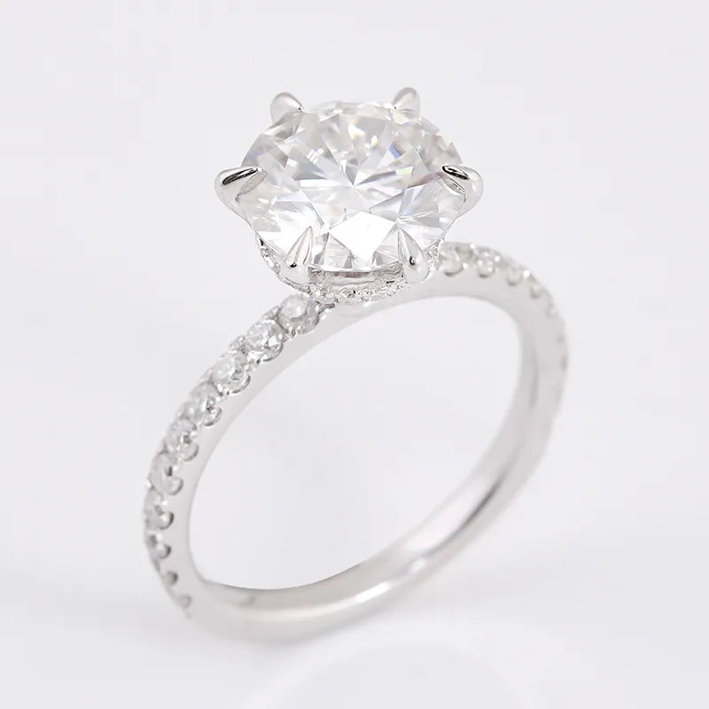 10K-18K ,Round Brilliant Cut Moissanite Classic Solitaire Style Ring,ENGAGEMENT RING