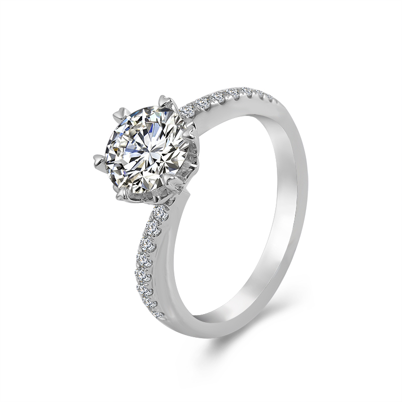 10K-18K , Classic 6-Prong Solitaire Round Moissanite Ring